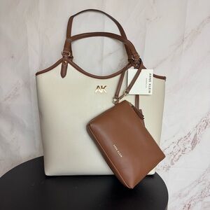 Anne Klein Carry All Tote Work Bag with Matching Pouch